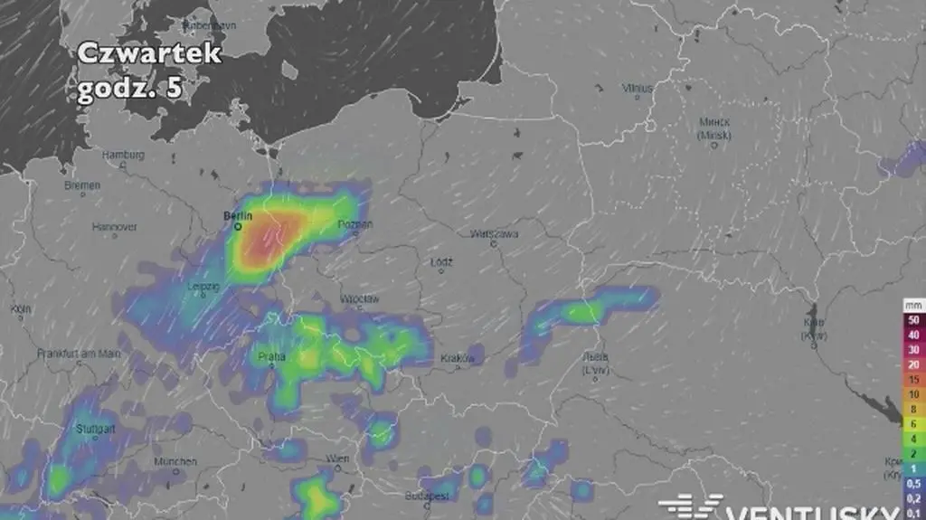 Opady w pierwszych dniach maja (ventusky