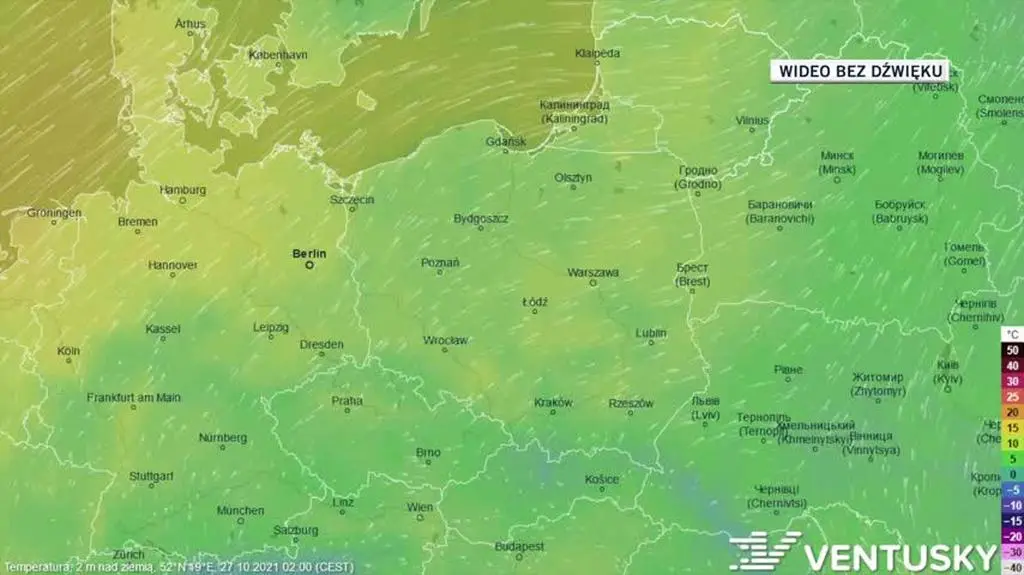 Prognozowana temperatura w ciągu kolejnych pięciu dni