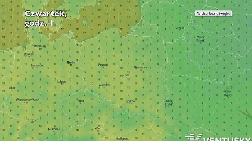 Temperatura w następnych dniach (Ventusky