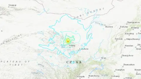 Lokalizacja trzęsienia ziemi w Chinach