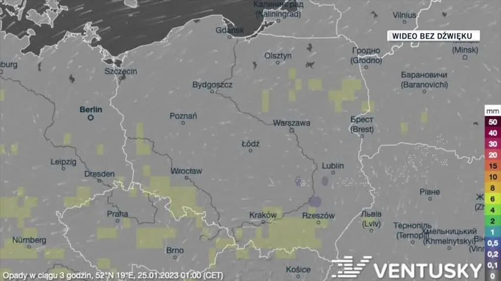 Prognozowane opady w kolejnych dniach