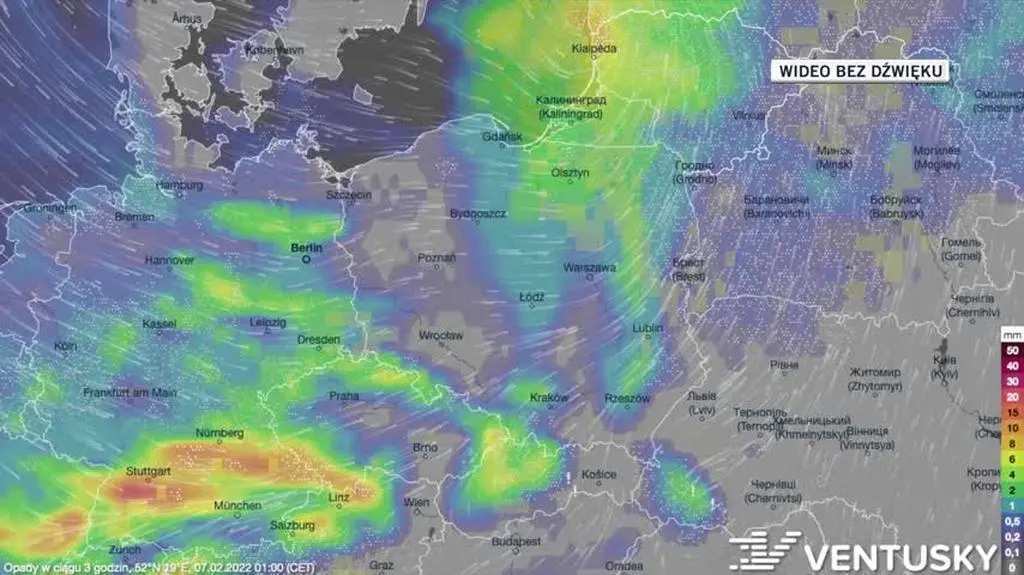 Prognozowane opady na kolejne pięć dni
