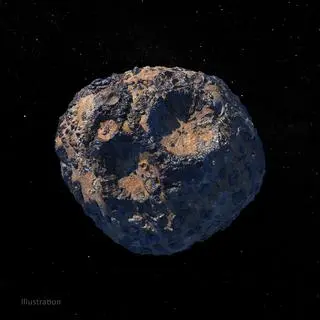 Wizualizacja asteroidy (16) Psyche, metalicznego (i prawdopodobnie niezwykle bogatego w zasoby) celu misji NASA