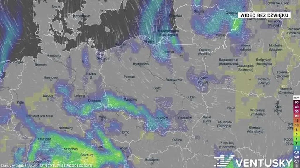 Prognozowane opady w kolejnych dniach