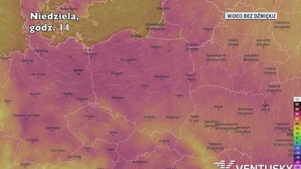 Temperatura w najbliższych dniach (Ventusky