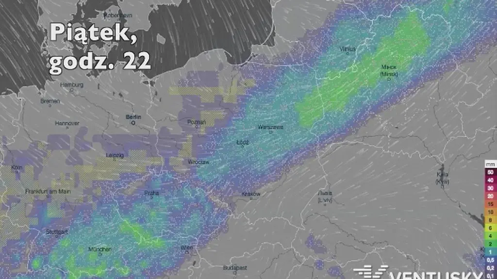 Opady w ciągu najbliższych pięciu dni (Ventusky