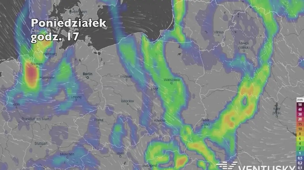 Opady w najbliższych dniach (ventusky