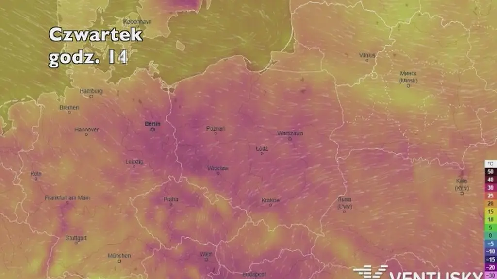 Temperatura w najbliższych dniach (ventusky