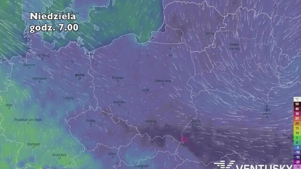 Prognoza temperatury na pięć dni (ventusky