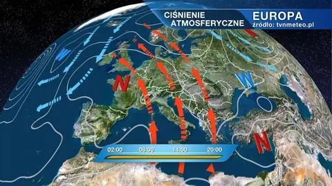 Ciśnienie atmosferyczne i ośrodki baryczne nad Europą