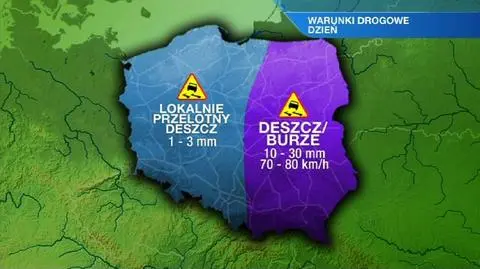 W poniedziałek mokro ma być na wszystkich krajowych drogach