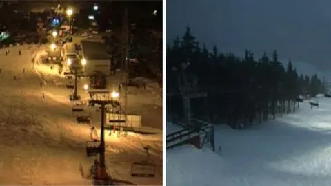 Ośnieżone wieczorne stoki polskich gór