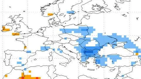 Odchylenie temperatury średniej miesięcznej od średniej wieloletniej