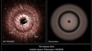 Po lewej zdjęcie wykonane przez Hubble'a