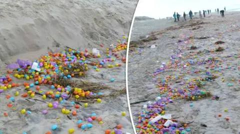 Setki tysięcy jajek niespodzianek na plaży