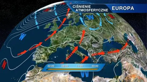 Rozkład ośrodków ciśnienia nad Europą