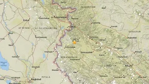 Epicentrum trzęsienia ziemi w Iranie (USGS)