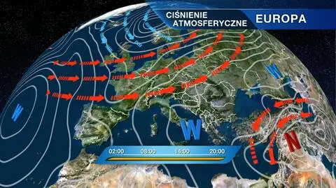 Układ ciśnień nad Europą
