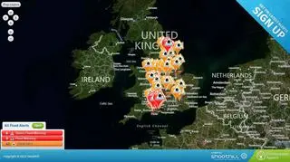 Mapa pokazuje ostrzeżenia, alarmy i komunikaty z dokładnością do 15 min