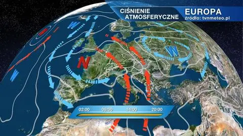 Ciśnienie atmosferyczne i ośrodki baryczne nad Europą
