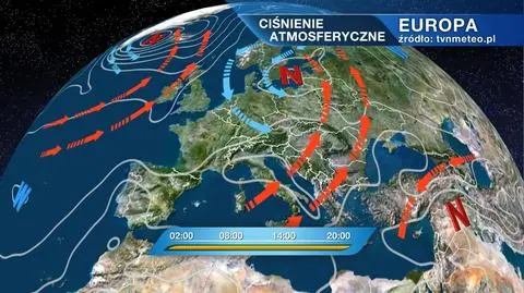 Ciśnienie atmosferyczne i ośrodki baryczne nad Europą