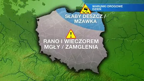 Deszcz i mgły ograniczą widzialność