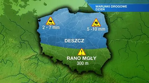 Deszcz i mgły dadzą się we znaki kierowcom