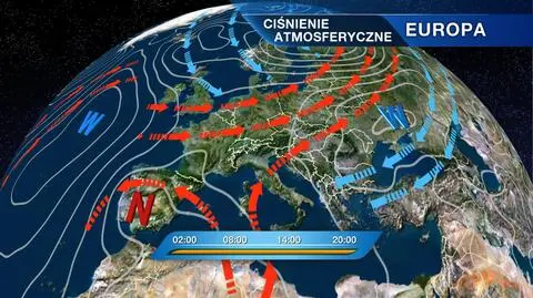 Rozkład ośrodków ciśnienia nad Europą