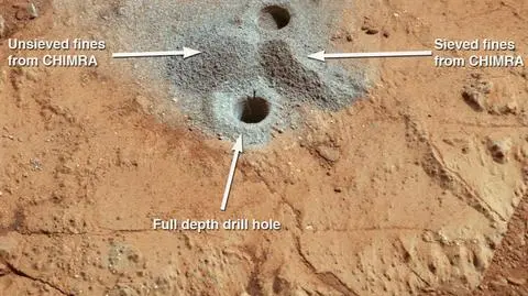 Skała John Klein. To tu wwiercał się Curiosity