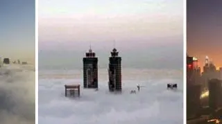 Dubajskie wieżowce na tle mgły