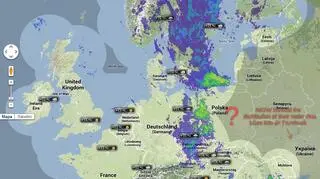 Mapa Europy z danymi radarowymi