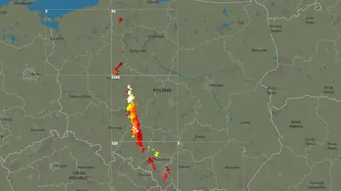 Ścieżka burz nad Polską o godzinie 18
