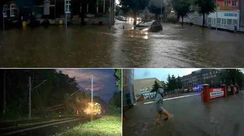 W Lubuskiem kanalizacja nie wytrzymała godzinnej burzy, w Wielkopolsce konar spadł na trakcję