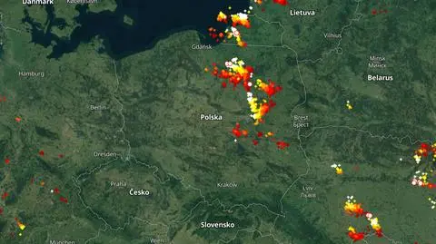 Lokalizacja burz nad Polską	