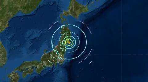 Trzęsienie ziemi u wybrzeży Japonii (USGS)