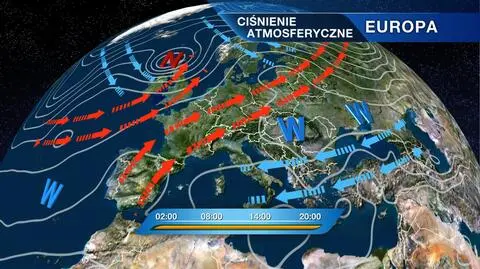 Rozkład ośrodków ciśnienia nad Europą