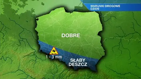 Nawierzchnia lokalnie mokra od deszczu. To pogorszy komfort jazdy