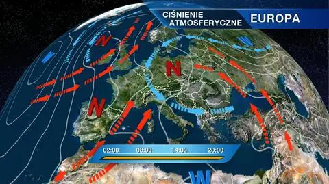 Rozkład ośrodków ciśnienia nad Europą