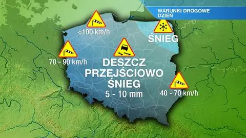 Deszcz i przejściowe opady śniegu uprzykrzą jazdę w całej Polsce