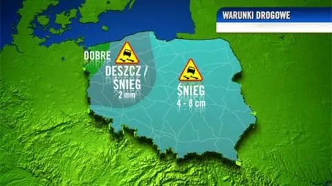 Nocą warunki drogowe będą trudne