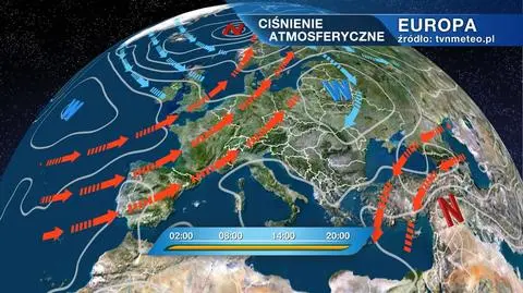 Ciśnienie atmosferyczne i ośrodki baryczne nad Europą