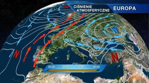 Rozkład ośrodków ciśnienia nad Europą