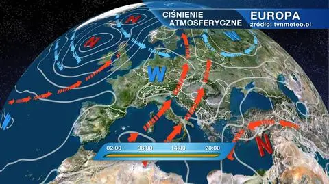Układ ciśnienia atmosferycznego nad Europą
