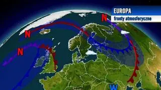 Układ frontów atmosferycznych nad Europą