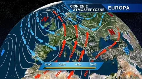 Rozkład ciśnienia atmosferycznego w Europie