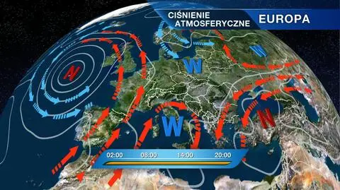 Rozkład ośrodków ciśnienia nad Europą