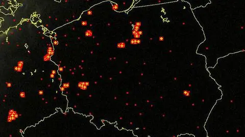 Wyładowania atmosferyczne w Polsce. Stan na godz. 20.45