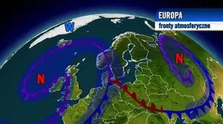 Układ frontów atmosferycznych nad Europą