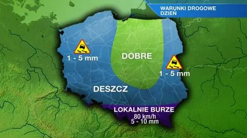 Deszcz i burze. Warunki drogowe będą utrudnione