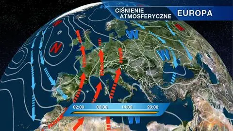 Rozkład ośrodka ciśnienia nad Europą 